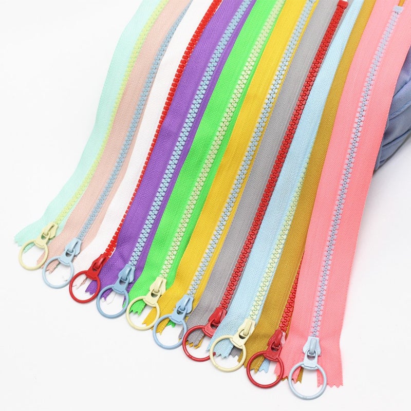 YaHoGa 10PCS 16 Inch (40CM) #5 Plastic Zippers with Lifting Ring Pull Close End Resin Zippers for DIY Sewing Craft Bags Garment (16" C/E) - Image 3